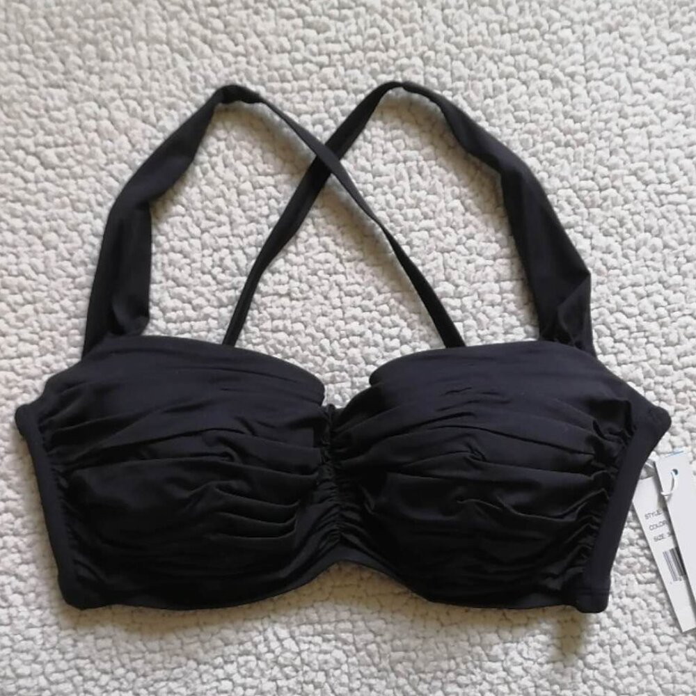 BLEU ROD BEATTIE Women’s Convertible Bikini Top In Black, Size 34D